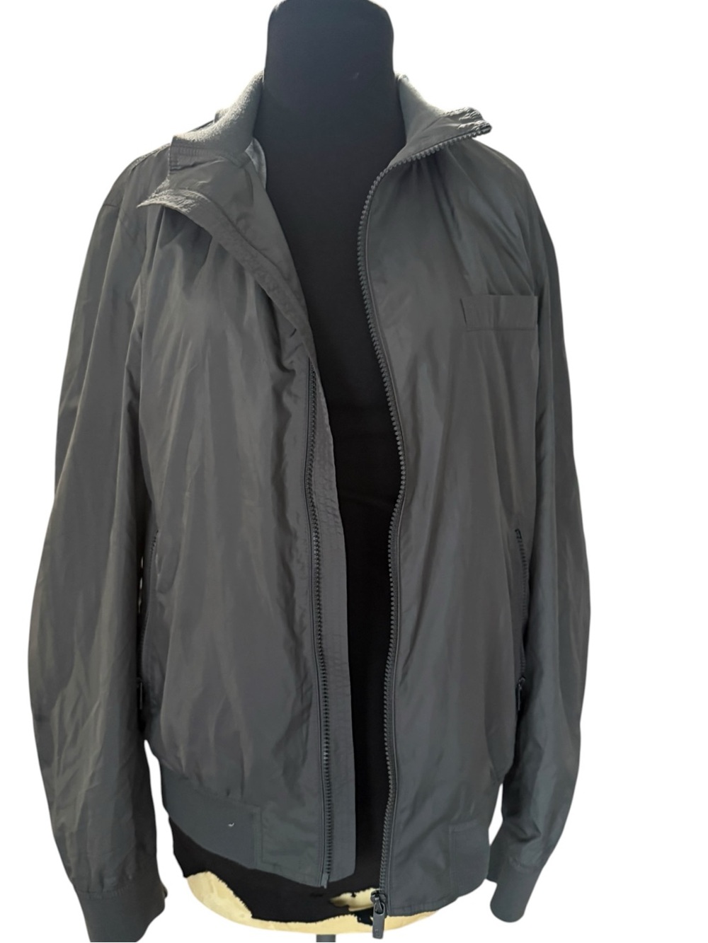 Massimo Dutti Men’s XL Gray Lightweight Bomber Jacket Full Zip Minimalist Preppy